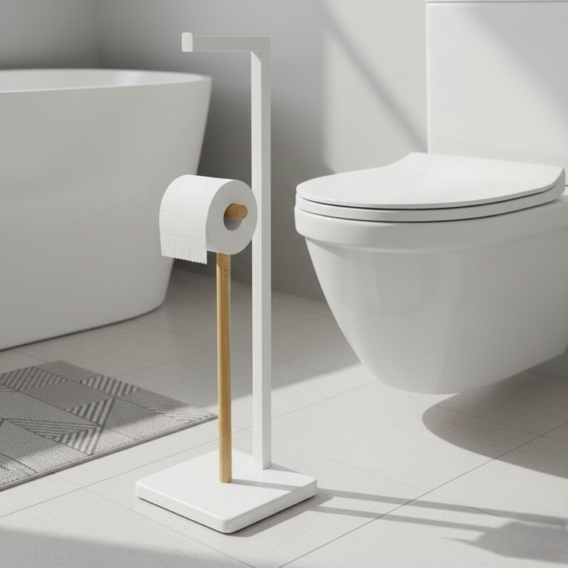 ORGANIZADOR METAL BLANCO/BAMBU P/PAPEL HIG Unica