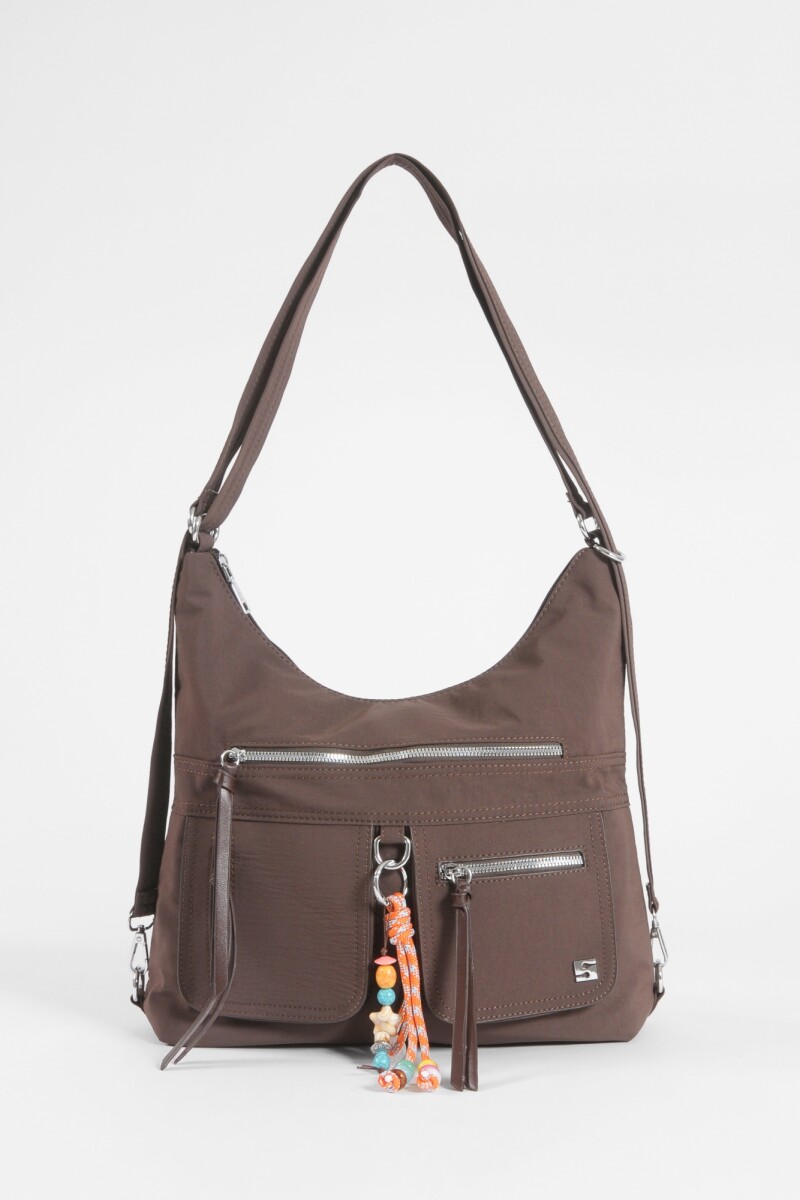 Hobo mochila con llavero removible chocolate