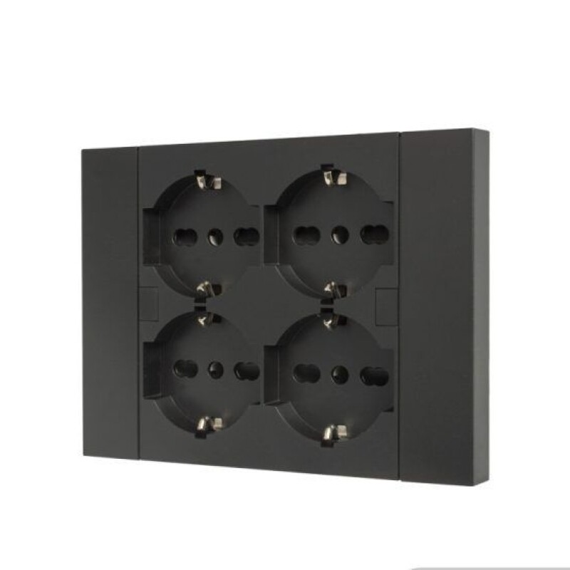 PLACA DE 4 TOMAS SCHUKO 2P+T QUADRA NEGRO. MOLVENO PLACA DE 4 TOMAS SCHUKO 2P+T QUADRA NEGRO. MOLVENO