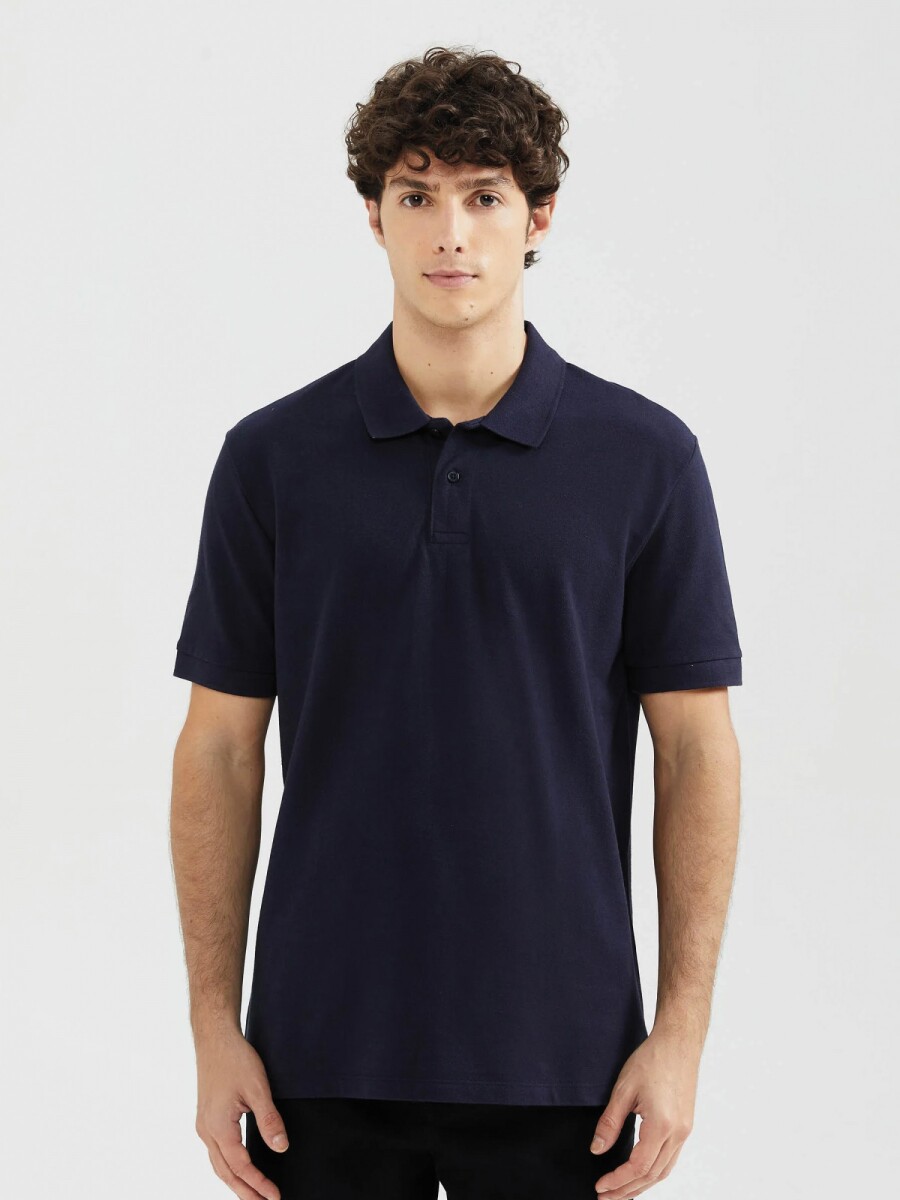 CAMISA DE CUELLO CON BORDADO - AZUL OSCURO 