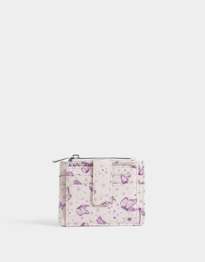 Tarjeteros Estampados Tarjetero Cuerina Con Bolsillos - Blanco Crudo