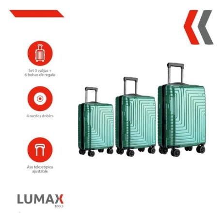 Set de 3 Valijas de Mano Rígidas Verde