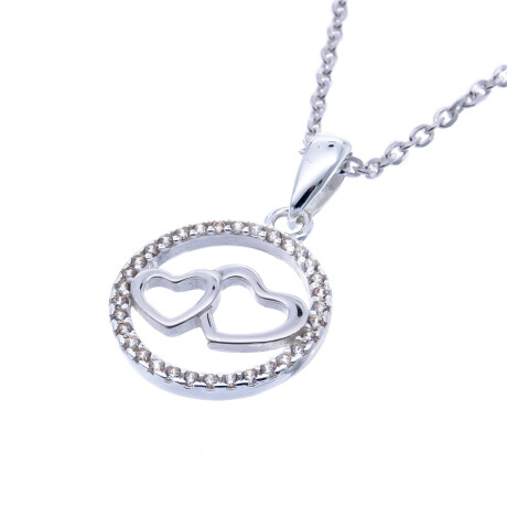 Conjunto de cadena de plata 925 y dije con circonias, CORAZON. Conjunto de cadena de plata 925 y dije con circonias, CORAZON.