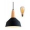 Lampara Colgante De Techo Color Y Madera Diseño Nordico Negro