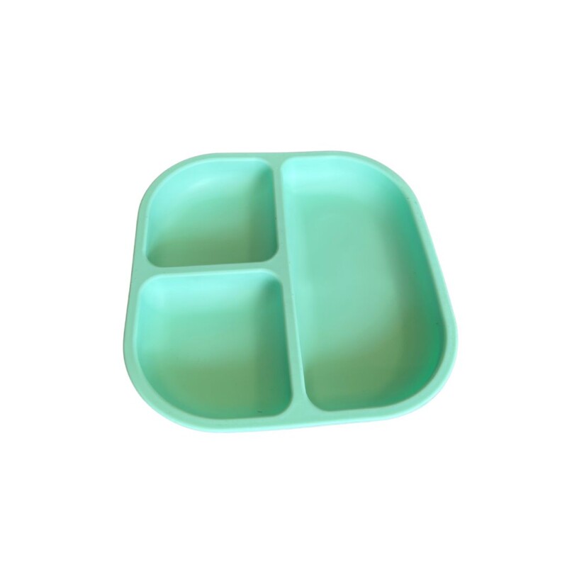 Plato Comida Bebe Infantil Silicona Libre Bpa Con Ventosa Color Verde