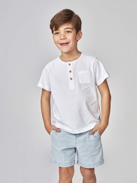 Pantalon De Micro Rayas Azul Claro
