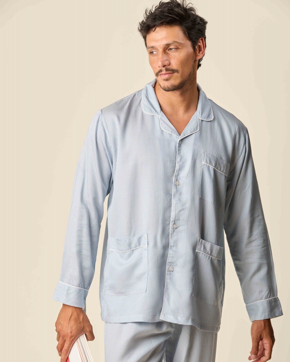 Pijama Algodón Pijama Algodón Celeste Lineas