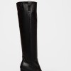 Bota Caña Alta Onassis En Cuero Graneado Negro
