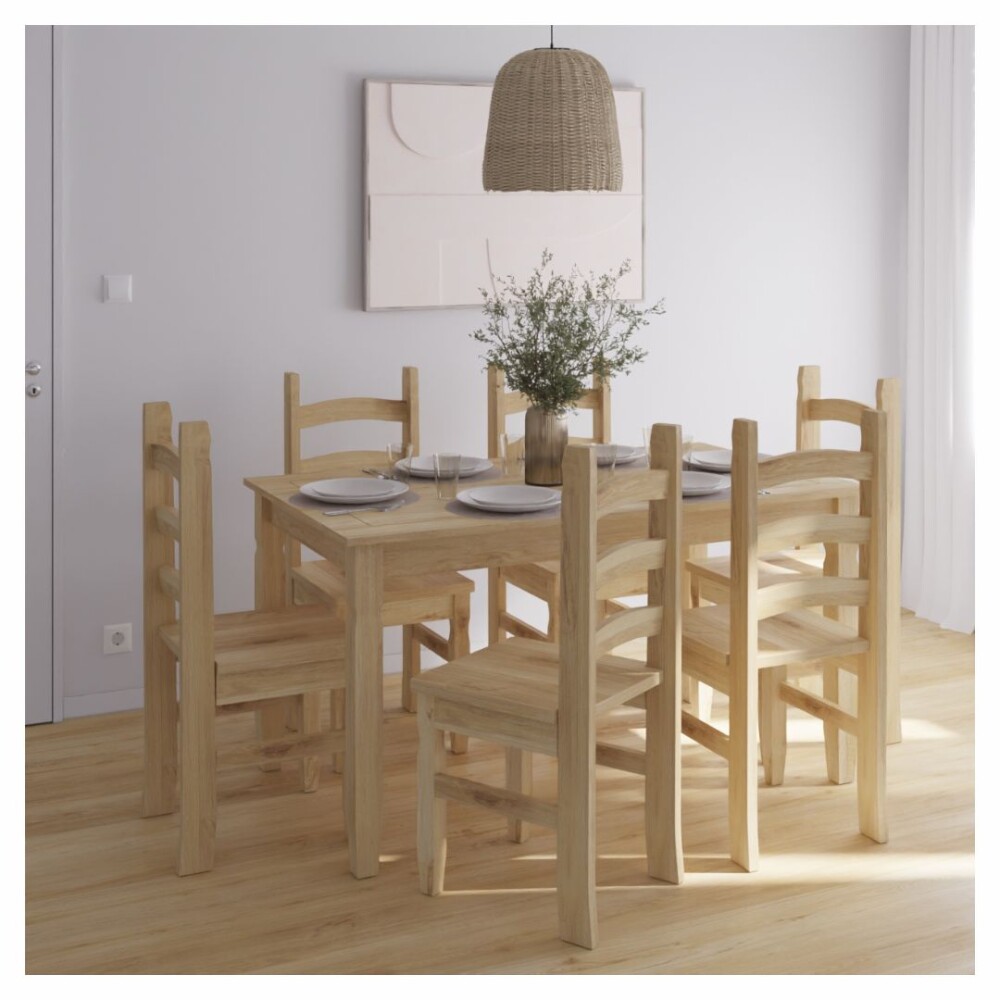 Juego De Comedor 6 Sillas - Corona - Madera Natural