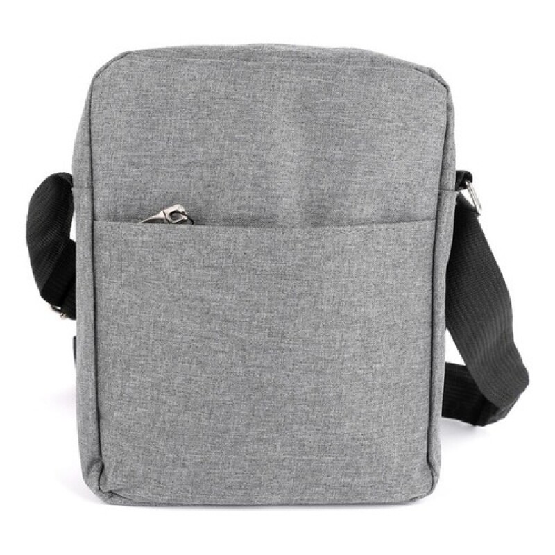 Morral Canva liso con bolsillos y cierre Gris