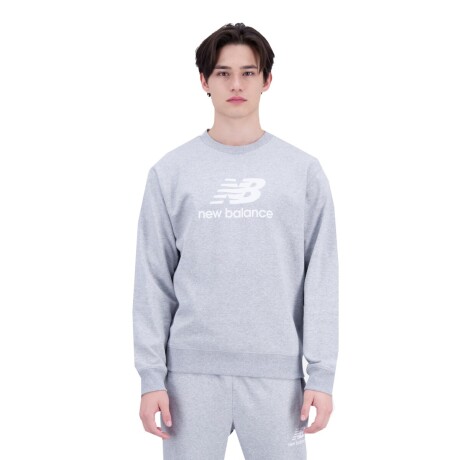 Buzo New Balance Hombre Essentials Stacked Logo French Terry Crewneck Grey S/C