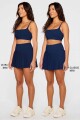 Falda Con Malla Hot Shot Pleated Skirt Classic Mini Mujer Deep Navy