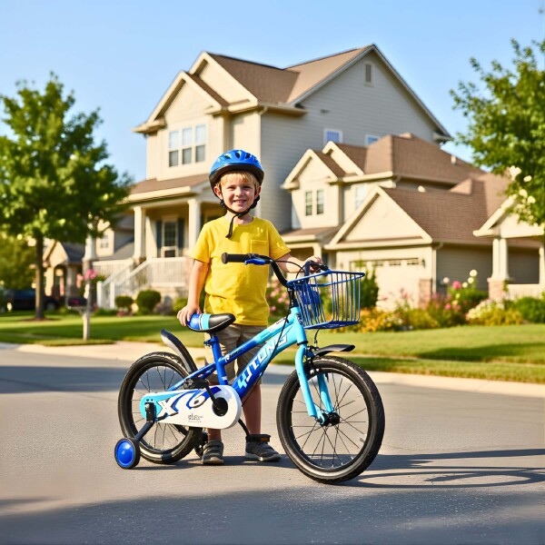 Bicicleta Infantil Yjtong Rod 16 Canasto Parrilla Rueditas Azul 1