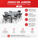 Juego de jardín 6 sillas con apoya brazo + mesa GRIS