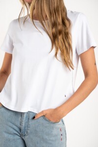 Remera Algodon Peinado Blanco