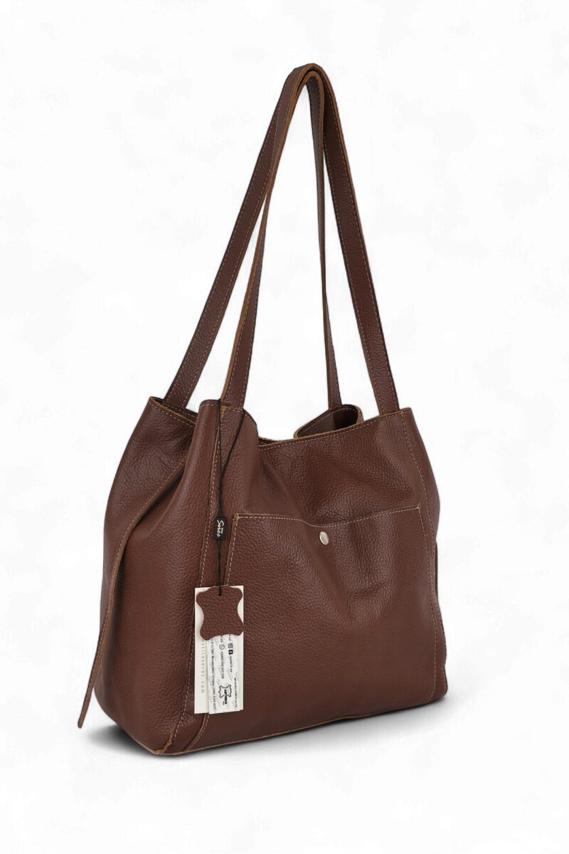 Cartera mujer 100% cuero Marrón