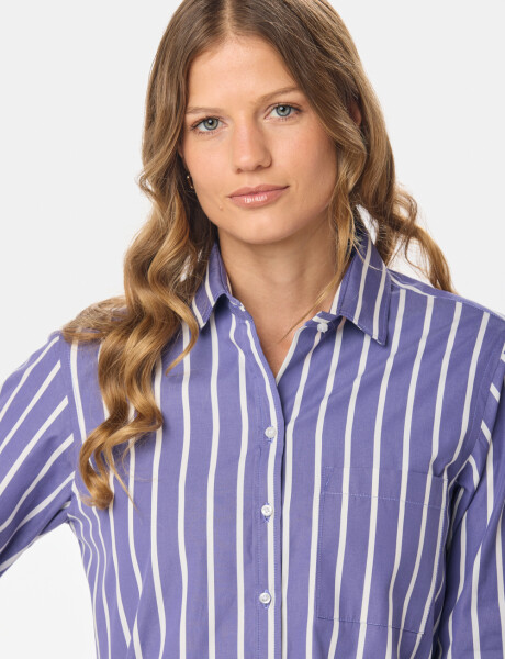 CAMISA A RAYAS DE ALGODÓN Azul