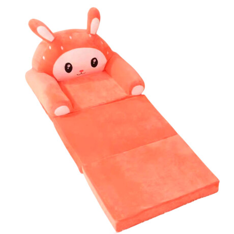 Sillón Cama Plegable 2 En 1 Infantil Animales Felpa Naranja