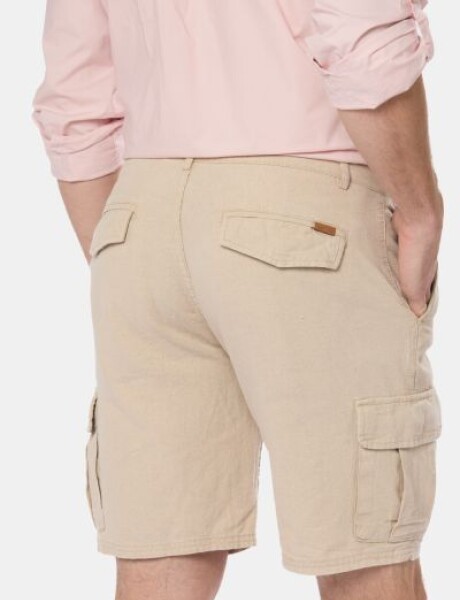 BERMUDA CARGO DE LINO Beige