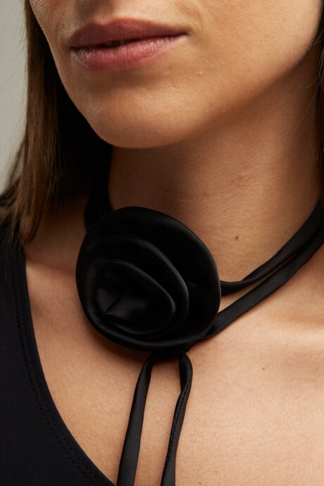 CHOKER FLEUR SATIN BLACK