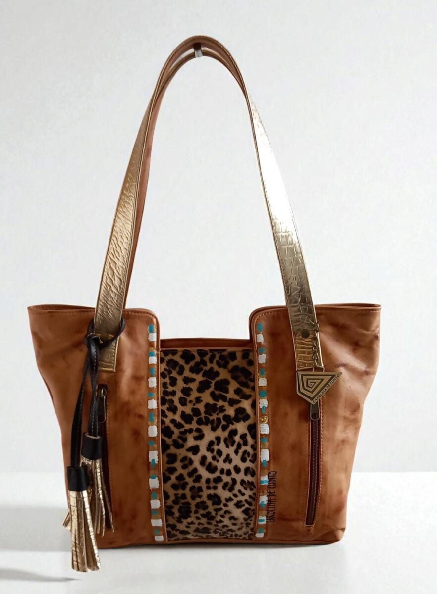 Cartera FILIPPA De Cuero Con Arte Pintada A Mano - Terra Con Print 