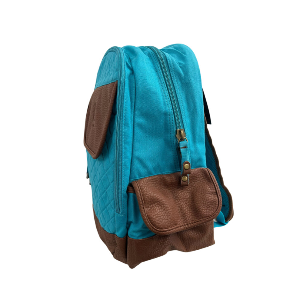 Mochila Turquesa Detalles En Cuero MOCHILA 18 TURQUESA