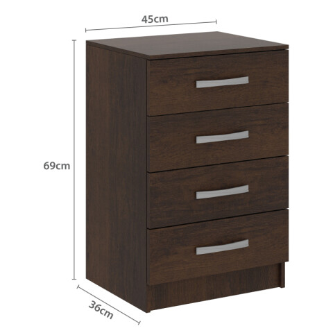 Comoda Cajonera Petit para Dormitorio o Living de 4 Cajones - FE - Marrón Comoda Cajonera Petit para Dormitorio o Living de 4 Cajones - FE - Marrón