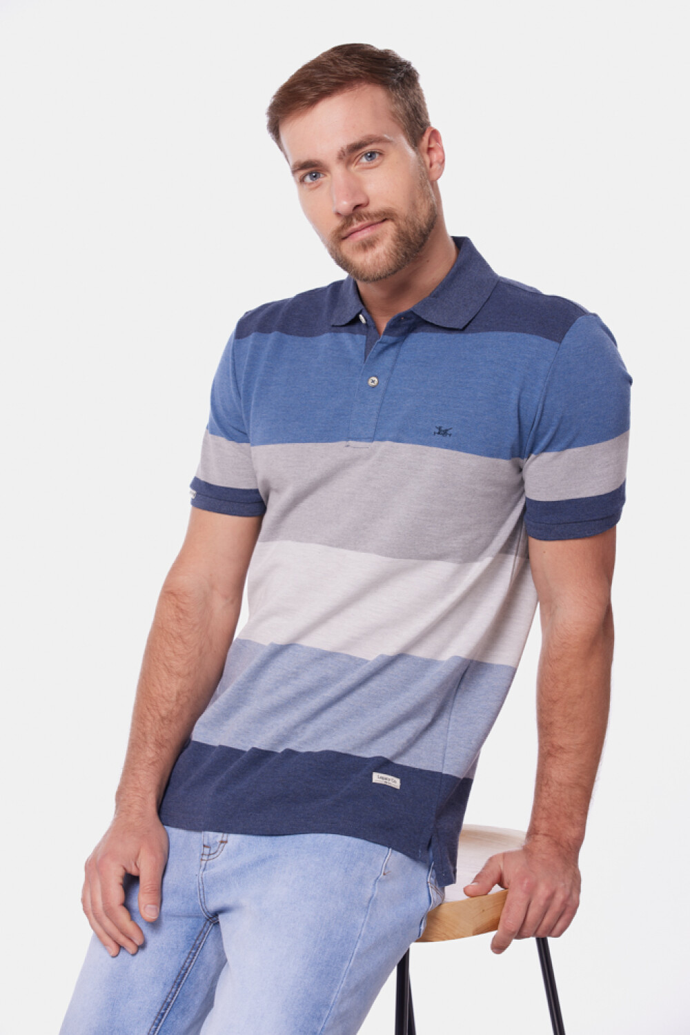 REMERA POLO RAYADA Marino