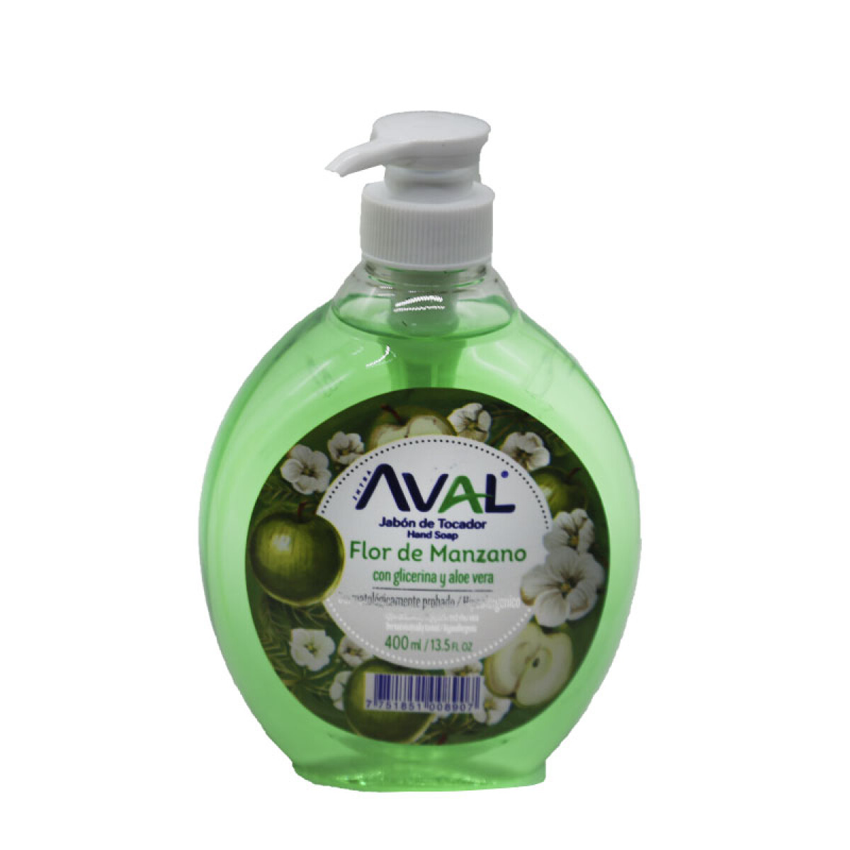 Jabón Líquido para Manos AVAL 400ml Frasco con Dispensador - Manzana 