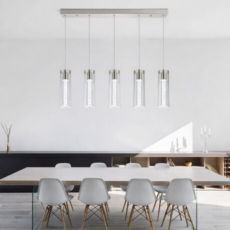 Colgante led lineal cinco cilindros efecto agua 30W Colgante led lineal cinco cilindros efecto agua 30W