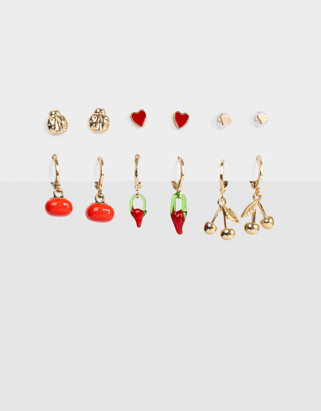 Aros Sets Con dije de vidrio Sets De Aros Con Dije De Vidrio - Dorado