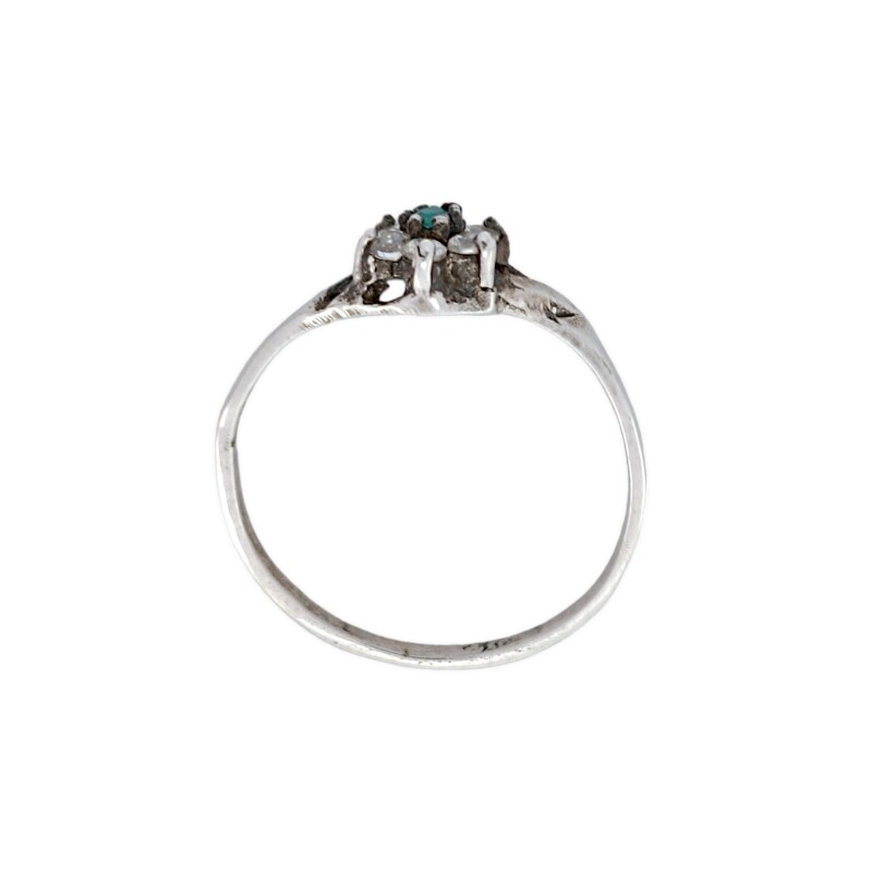 Anillo Flor-Plata 925-Piedra Esmeralda y Zirconia-AN3642 conpiedra