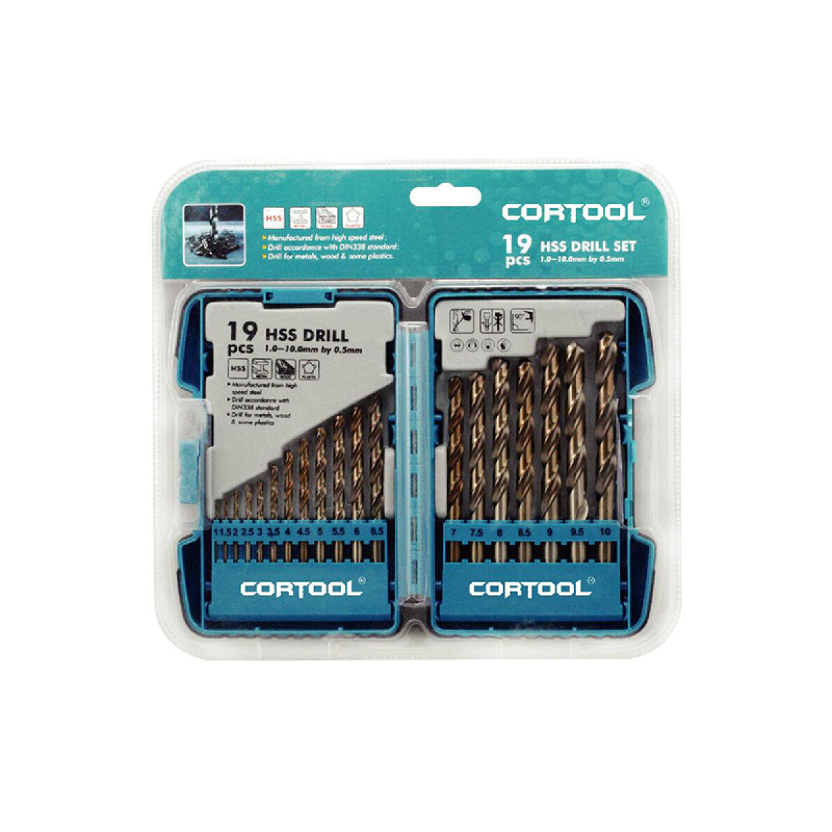 Juego de mechas cromadas HSS 19 piezas (1 a 10mm) - CT5294 