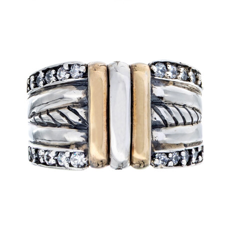 Anillo de plata y double de oro 18 ktes y circonias Anillo de plata y double de oro 18 ktes y circonias