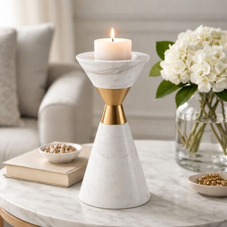 PORTA VELA GOLD Blanco - Small