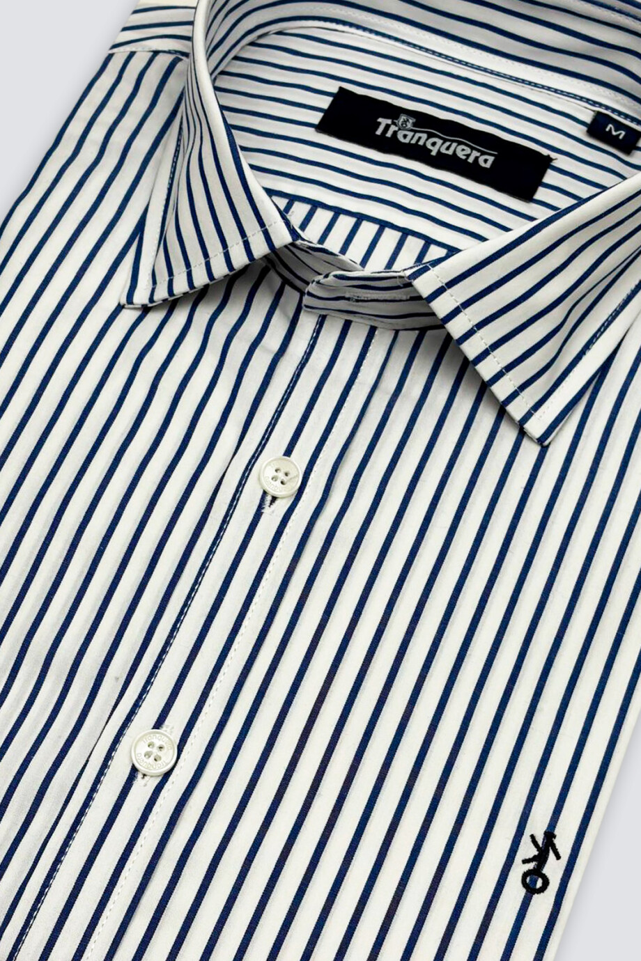 Camisa de Hombre Premium Cuello s/Botones Raya Azul Fina