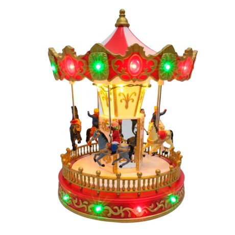 Adorno Navideño Casa Papa Noel Nieve luz Decoración Carrousel