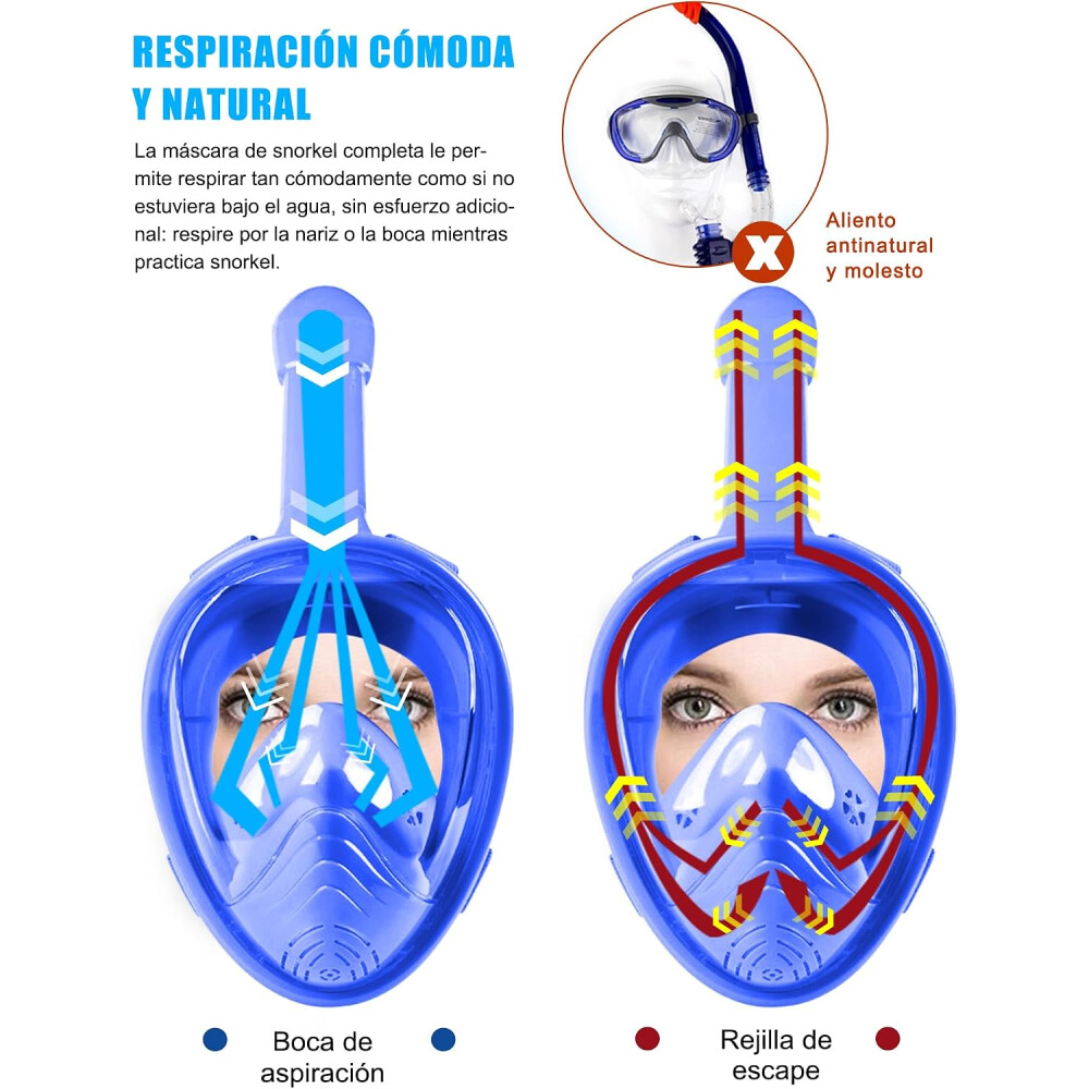 Máscara de snorkel infantil Azul