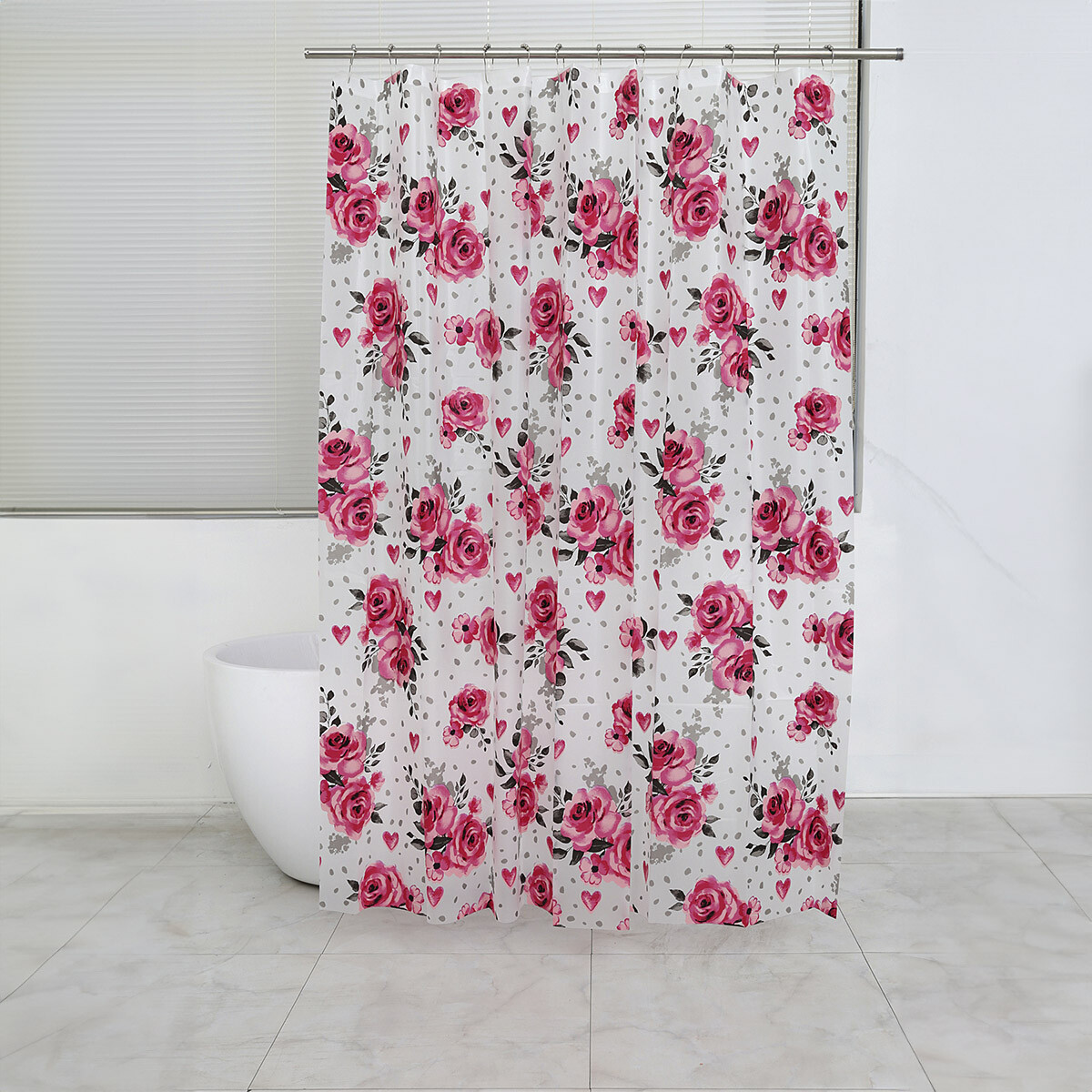 Cortina Baño Bukara con Argollas 180 x 180 cm - 8016 SOFIA FLOR ROJO 