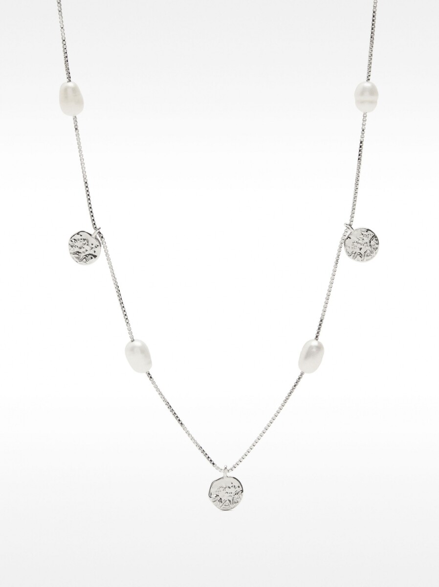 Collar Con Perlas De Agua Dulce - Plata De Ley 925 - plateado 