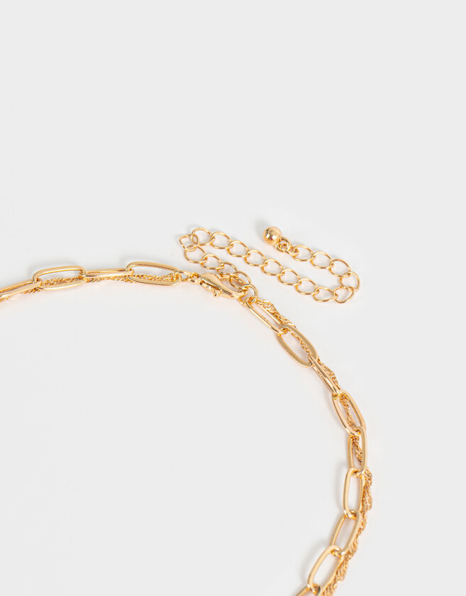 Collares Cortos Con perlas Collar Multi Cadena Con Perla - Dorado