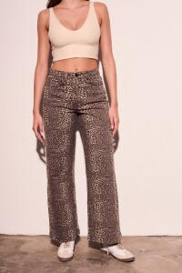 Jean Wide Leg Animal Print Animal Print