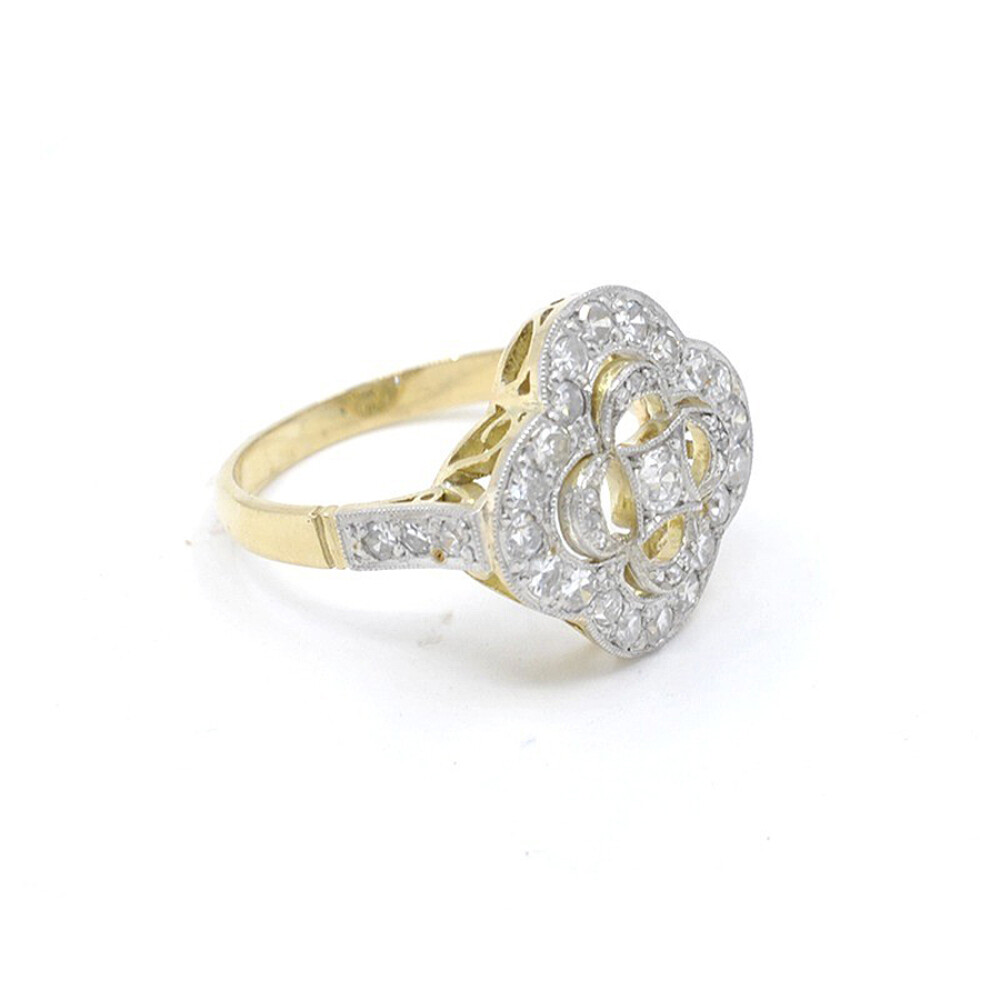 Anillo Oro 18K, Platino, Brillantes Y Diamantes Anillo Oro 18K, Platino, Brillantes Y Diamantes