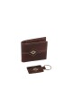 Set billetera y llavero con detalle en guarda pampa Marron