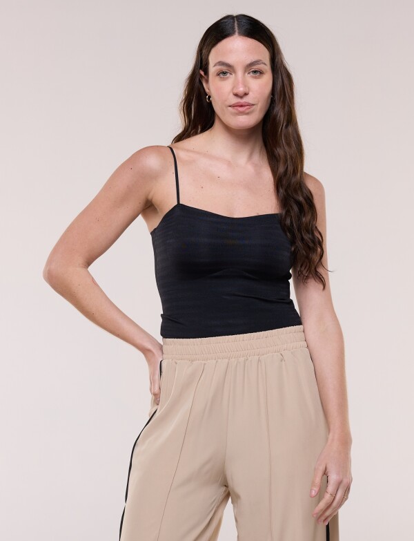 Top Crop De Breteles Finos NEGRO