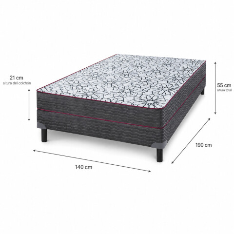 Conjunto Sommier IRIDIO 2 Plazas 140 x 190 x 21 - Hasta 100Kg Conjunto Sommier IRIDIO 2 Plazas 140 x 190 x 21 - Hasta 100Kg