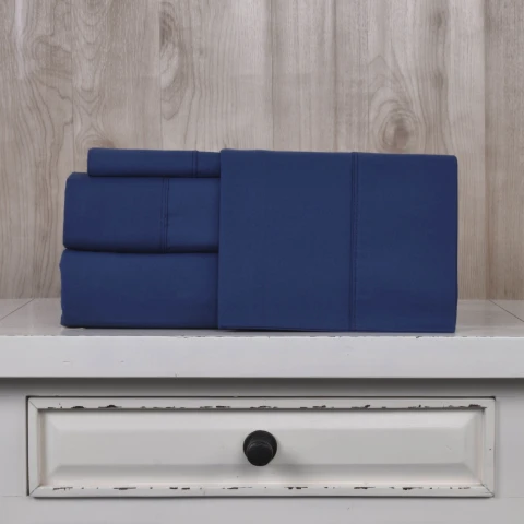 Juego Sábanas King Size Pilar 200 Hilos 100% Algodón AZUL