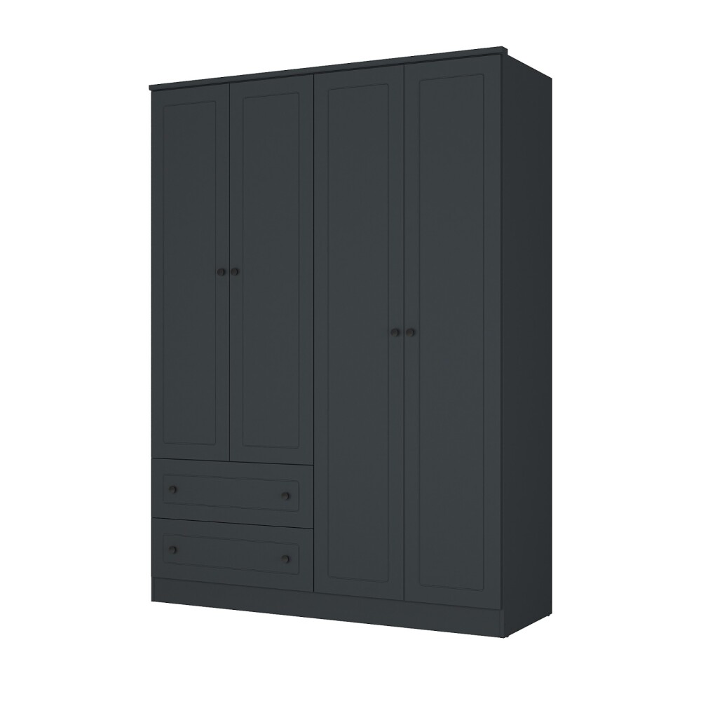 Ropero Americana PLUS 4 puertas 2 cajones - 100%MDF Gris Grafito