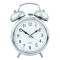 Reloj Despertador Clásico grande Plateado Y Blanco