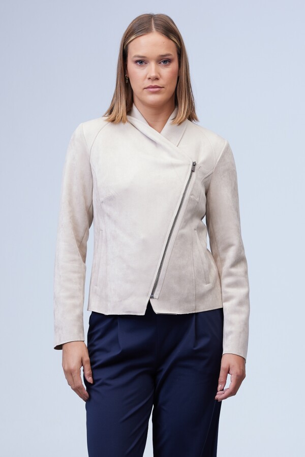 Chaqueta Suede Zip BEIGE